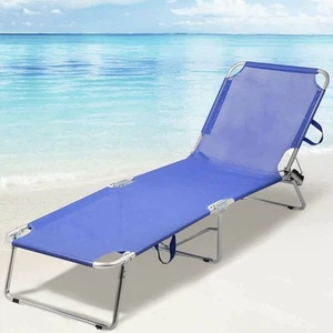 Lettino Prendisole Pieghevole in Alluminio e Texilene Mare Spiaggia Sdraio Blu - Foto 1 di 5