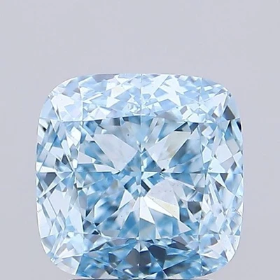 Cushion 3.03 Carat Fancy  Blue VS2 IGI loose lab grown diamond - Image 1 of 3
