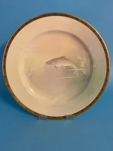 Minton handbemalter LACHS-Fisch Sealife goldbesetzter Teller signiert Dean 9 Zoll - Bild 1 von 10