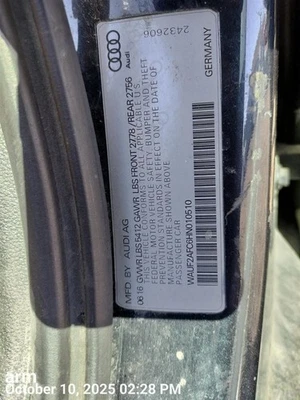 BLUE LEFT REAR DOOR ASSEMBLY 2012-2018 AUDI A6 AUDI - Изображение 1 из 4