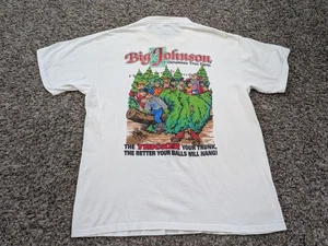 Vintage Big Johnson Christmas Tree Farm T Shirt Parody Large Oneita USA - Picture 1 of 10