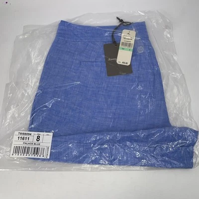 NUEVO CON ETIQUETAS Tommy Bahama Para Mujer 100% Lino Talla 8 Atardecer Cambray Corto Palacio AZUL Foto 1 de 4