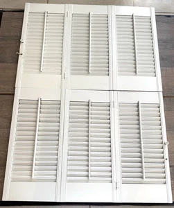 Persianas plegables dobles vintage (juego de 2) madera plantación café 6 paneles en total - Imagen 1 de 8