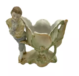 Paul UX Vintage Planter Occupied Japan Victorian Boy Gold Color Trim Figurine - Picture 1 of 15