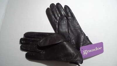 GRANDOE- LEATHER GLOVES - NEW WITH TAG - DARK BROWN - MEDIUM - Image 1 of 4