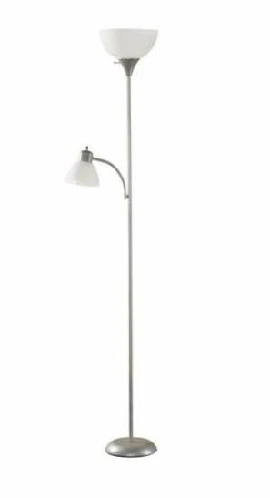 Luminária de assoalho Mainstays com luz de leitura iluminação ajustável para qualquer sala cinza  - Imagem 1 de 1