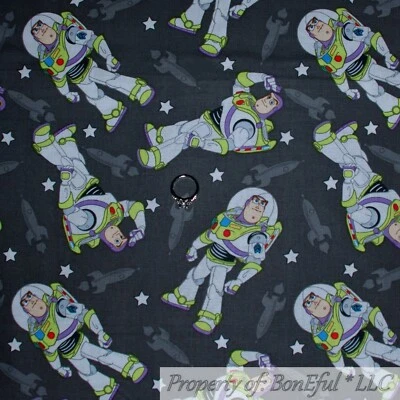 Edredón de algodón BonEful FABRIC FQ negro Buzz Boy Toy Story película Disney nave espacial Foto 1 de 4