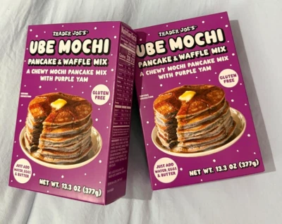 Dos (2) Cajas Trader Joe's Ube Mochi Panqueque Waffle Mezcla Sin Gluten 13.3oz 377g Foto 1 de 3