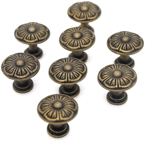 LXZ 8 Pcs Vintage Antique Brass Knobs - Cabinet Handles - Drawer Knob Pulls, Sma Cover