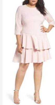 Eliza J Blush Pink Tiered  Ruffle mini Dress Size 16W party cocktail date night - Image 1 of 4
