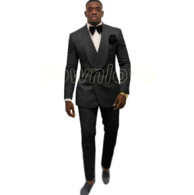 Traje de cachemira para hombre calce ajustado jacquard novio boda esmoquin chaqueta de negocios pantalones  Foto 1 de 4