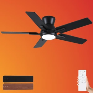 42" Ceiling Fan with Lights, Black, Remote, 6 Speeds, Reversible DC Motor - Picture 1 of 5