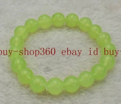 Natural 6/8/10/12/14mm Green Peridot Round Gemstone Beads Stretch Bracelet 7.5'' - Image 1 of 4
