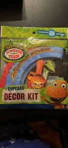 Dinosaur Train Birthday Decor Kit - 24pc Cupcake Toppers & Train Track Boy Kid - Picture 1 of 2