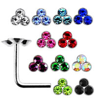 Shaped Nose Stud 10 Pcs 22G 6mm 925 Sterling Silver 2mm Circle Joint Jeweled L