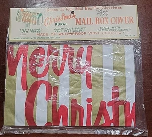 Vintage Kunststoff ländliche Briefkasten Abdeckung-Frohe Weihnachten gestreift, #762 C Japan - Bild 1 von 4