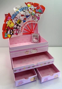 HELLO KITTY Storage Chest Trinket Jewelry Box Lot SANRIO 2009 w/ Fan & Keychain  - Picture 1 of 13