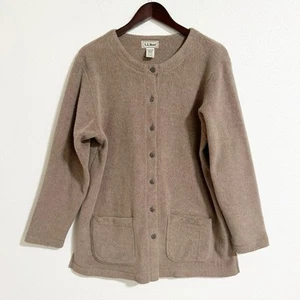 Cárdigan Chaqueta Vintage Años 90 LL Bean Mezcla Algodón Polar Botón Frontal Tostado Talla M - Imagen 1 de 9