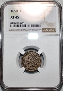 NGC XF-45 1859 Indian Head Cent, Attractive, Mid-Grade specimen. - Picture 1 of 2