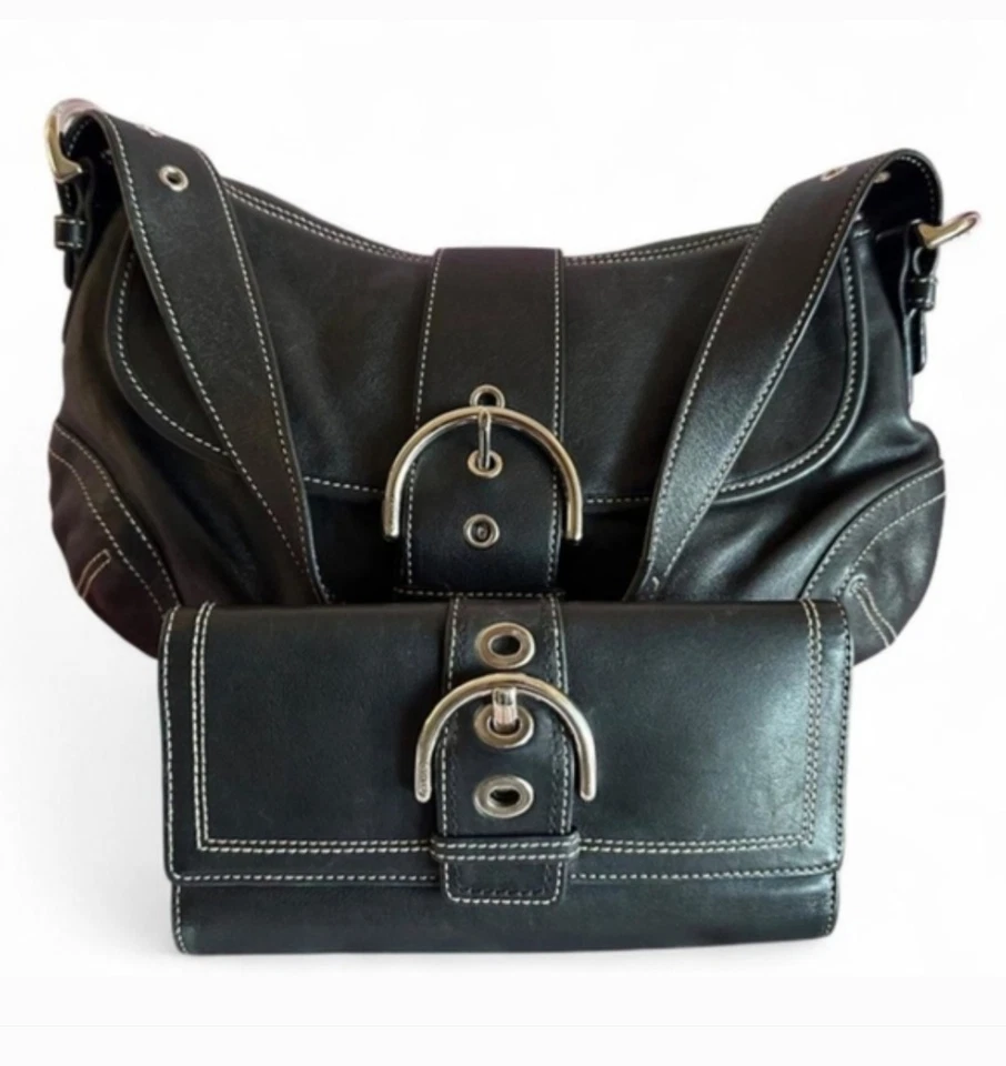 Bolso de Hombro Coach SoHo Cartera Hebilla Solapa con Cartera a Juego De Colección Y2K De Colección Foto 1 de 4