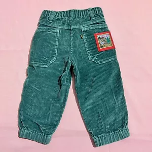 Vintage Little Levi's Green Corduroy Pants Adventure Patchwork RARE Boys 3T - Picture 1 of 11