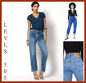 levi's 505 jeans levis pantaloni donna vita alta nuovi boyfriend vintage w27 w28 - Picture 1 of 33