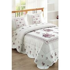 Flower Double Quilted Bedspread Set - Lilac