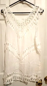 CUPSHE Women's White Cotton Crochet Swim Cover Up Top NWT - Picture 1 of 3
