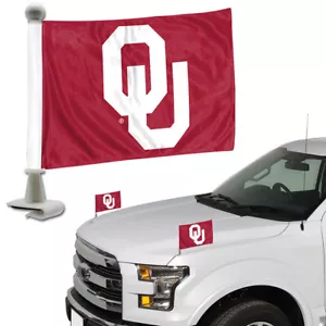 Juego de 2 banderas de coche estilo embajador de Oklahoma Sooners - capucha maletero - Imagen 1 de 2