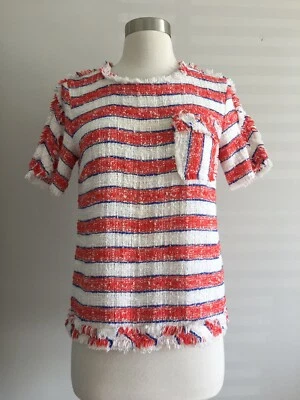 MSGM ТВИДОВЫЙ РОЗОВЫЙ С БЕЛЫМ КОРОТКИМ РУКАВОМ ТОП РАЗМЕР 40 СДЕЛАНО В ИТАЛИИ - Изображение 1 из 4