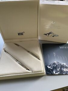 Meisterstück Mont Blanc White Gold Rollerball And Ballpoint Pens (2) - Luxury