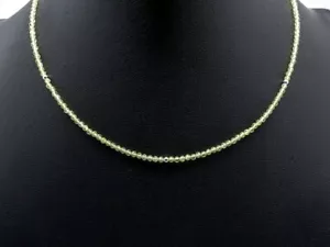 Collana Donna Minimalista 2-3MM Verde Peridoto Sfaccettata Pietra Rotonda Sfaccettata 18" - Foto 1 di 9