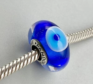 💙 A GENUINE ‘PANDORA’ BLUE ‘EVIL EYE PROTECTION’ MURANO ART GLASS CHARM. 💙 - Picture 1 of 10
