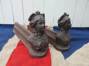 PAR ANTIGUO HIERRO FUNDIDO MARIANNE REVOLUCIONARIO REPÚBLICA FRANCESA FIREDOGS ANDIRON - Imagen 1 de 9