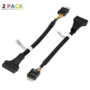 2x USB 3.0 19 Pin Female to USB 2.0 9 Pin Male PC Motherboard Cable Adapter - Picture 1 of 7