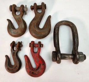 Lot of 5 Clevis Hooks D Ring 1/4, 5/16, 3/8 Crosby Tow Chain Truck Tiedown Shack - Picture 1 of 12