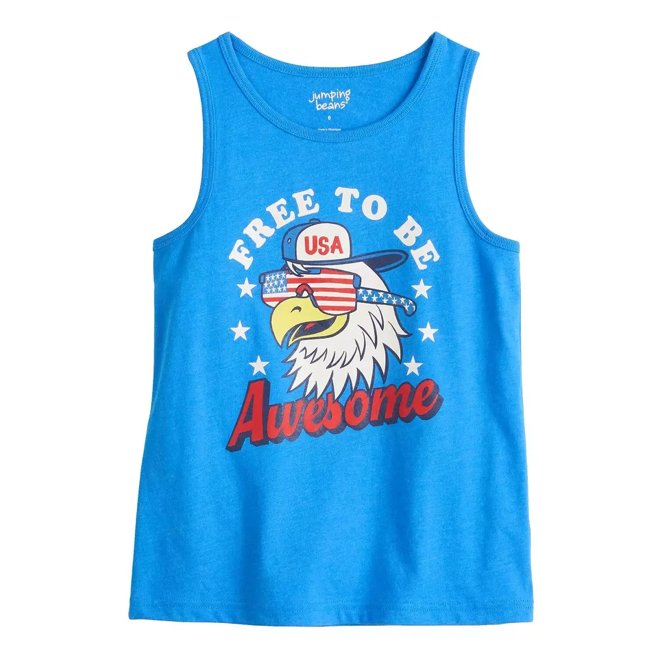 NUEVO Tanque Águila Patriótica Niños Talla 6 EE. UU. - Gratis para Ser Impresionante - Frijoles Saltadores Foto 1 de 1