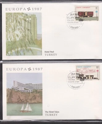TURKEY 1987 2 FLEETWOOD FIRST DAY COVERS EUROPA ARCHITECTURE CACHET - Image 1 of 2