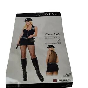 Leg Avenue Womens Sexy Vixen Cop Officer Halloween Costume Dress Hat Naughty XS