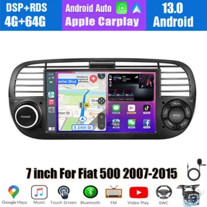 7" Android 13 Carplay Car Radio Stereo GPS WIFI Navi IPS For Fiat 500 2007-2015 - Picture 1 of 12