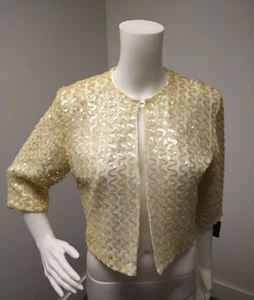 Giacca vintage anni 60 Swiftie in pizzo avorio con paillettes Aurora Borealis!! Medium - Foto 1 di 6