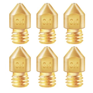 6 SZTUK Drukarka 3D Mosiężna miedź Dysza wytłaczarki MK8 0,4mm do CR-6 SE X1F8 - Zdjęcie 1 z 11