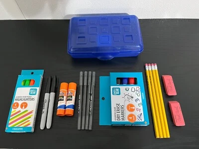 Back To School Supplies 23 Piece Set Pencil Box, Pens, Pencils, Markers, & More! - Image 1 of 3