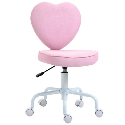 Kids Girls Heart Love Shaped Small Task Chair for Vanity Bedroom Reading Study - Image 1 of 4