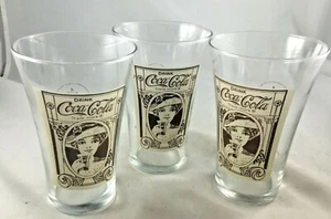 Coca Cola 16 oz. Juego de 3 vasos para beber The Archives de principios de siglo vintage - Imagen 1 de 5
