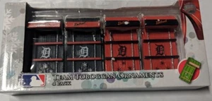 Detroit Tigers Toboggan Holiday Christmas Tree Ornaments 4 pack New Sleds - Picture 1 of 1