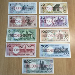 1-500 Zloty 9 Geldscheine Polen Zloty Nieobiegowy Sammler Banknoten - Bild 1 von 2