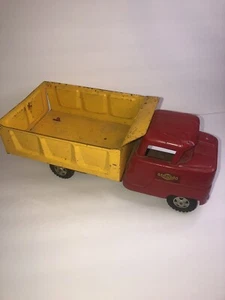Structo Vintage Dump Truck. Red/yellow. As is missing bumper/grill. Works/rolls - Picture 1 of 12
