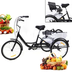 20-Zoll-Dreirad Erwachsene Stadtfahrrad mit Kindersitz+Einkaufskorb für Alltag - Bild 1 von 21