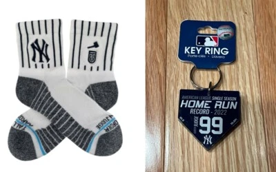 New York Yankees SGA 2024 Aaron Judge Tall Order Socks + All Rise Keychain - Image 1 of 4